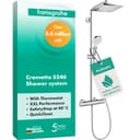 hansgrohe Crometta E - Colonne de douche économie d'eau (EcoSmart) avec mitigeur thermostatique, douche pluie (240 x 240mm), douchette, support, flexible, barre et douche de tête, Chromé, 27281000 - 1