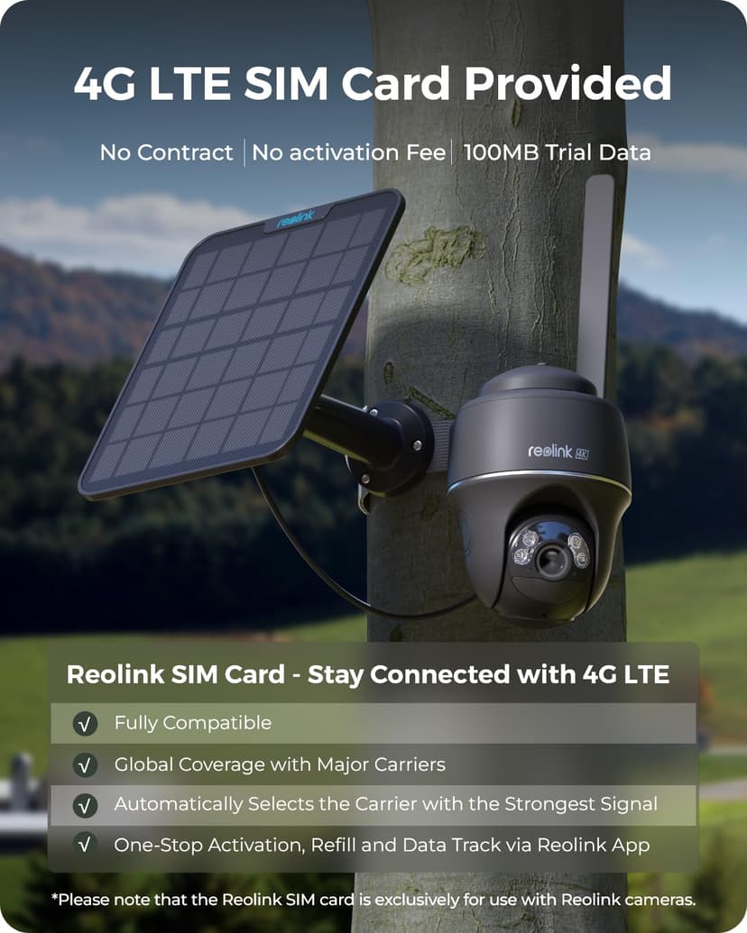 Reolink 4K/8MP 4G Camera, Solar-powered Security Camera Outdoor with Colour Night Vision, No WiFi Security Camera, Pet/Person/Vehicle Detection, Outdoor Camera Wireless, Go PT Ultra-G + Solar Panel - 3