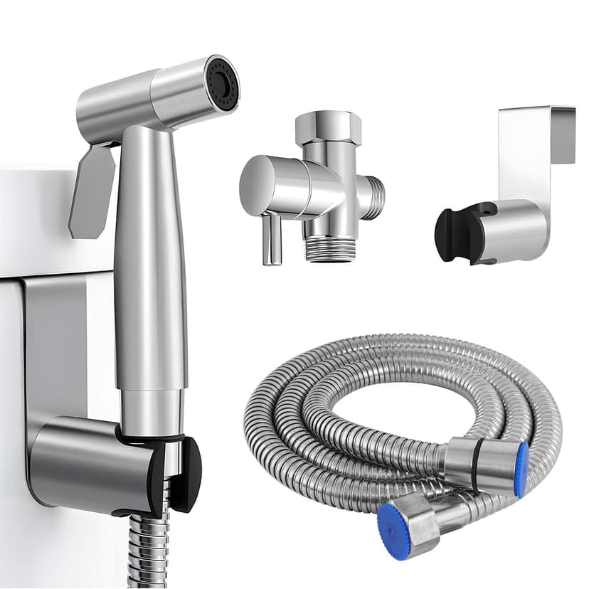 Bidet Hand Shower Personal Hygiene Set, Hand Stainless Steel Bidet Sprayer with 1.5 m Hose, Baby Cloth Nappy Spray Kit, Adjustable Spray Gun, Bidet Shower for Personal Hygiene - 1