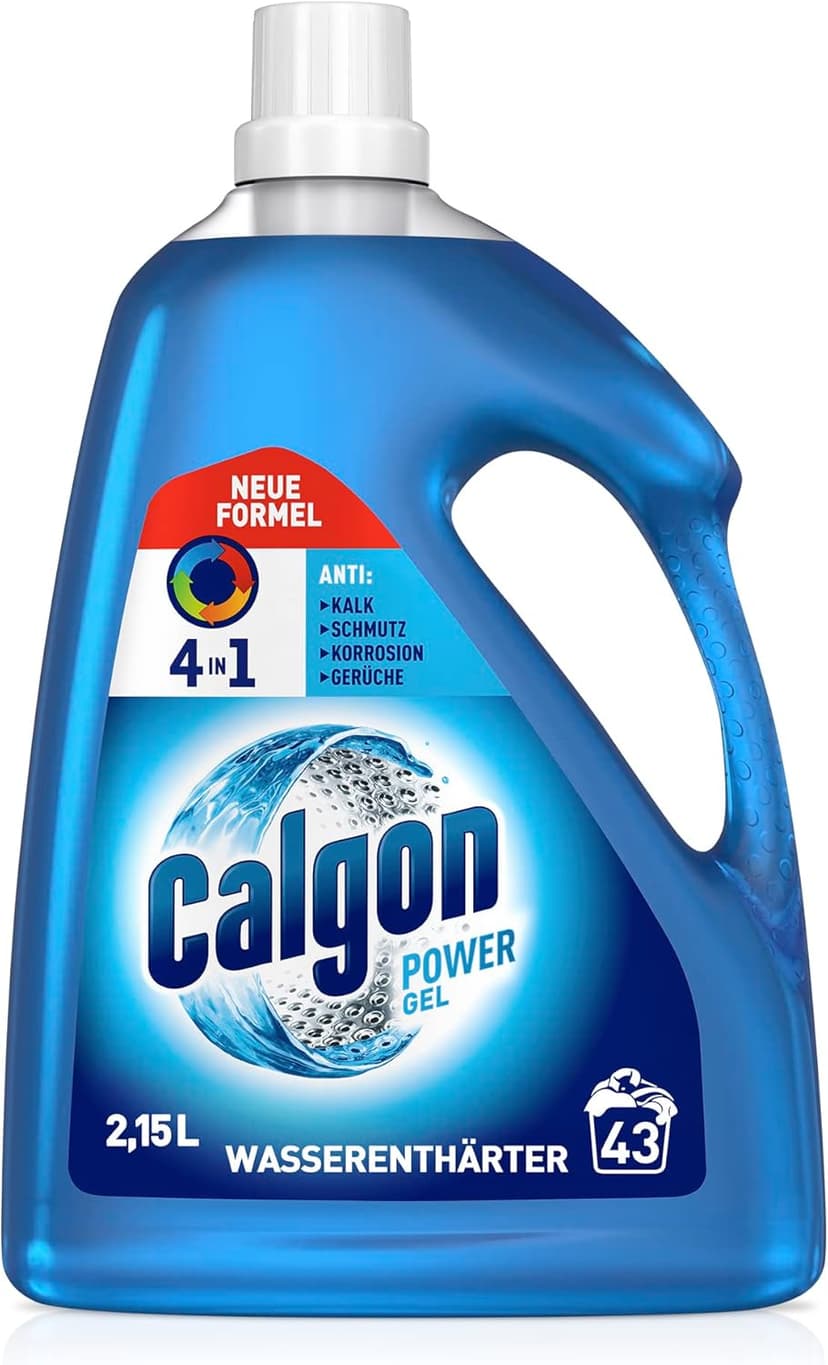 Calgon Power Gel 4 en 1 - Efficace contre le calcaire, la saleté, les odeurs et la corrosion - Adoucisseur d'eau protecteur pour la machine à laver - 1 x 2,15 l - 1
