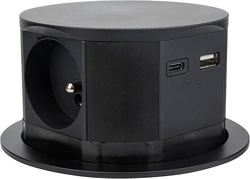 Otio - Bloc multiprise Noir encastrable Compact - Bureau ou Cuisine