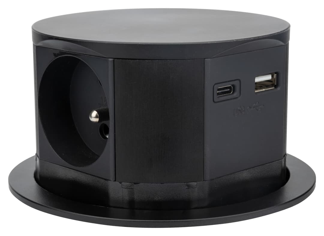 Otio - Bloc multiprise Noir encastrable Compact - Bureau ou Cuisine