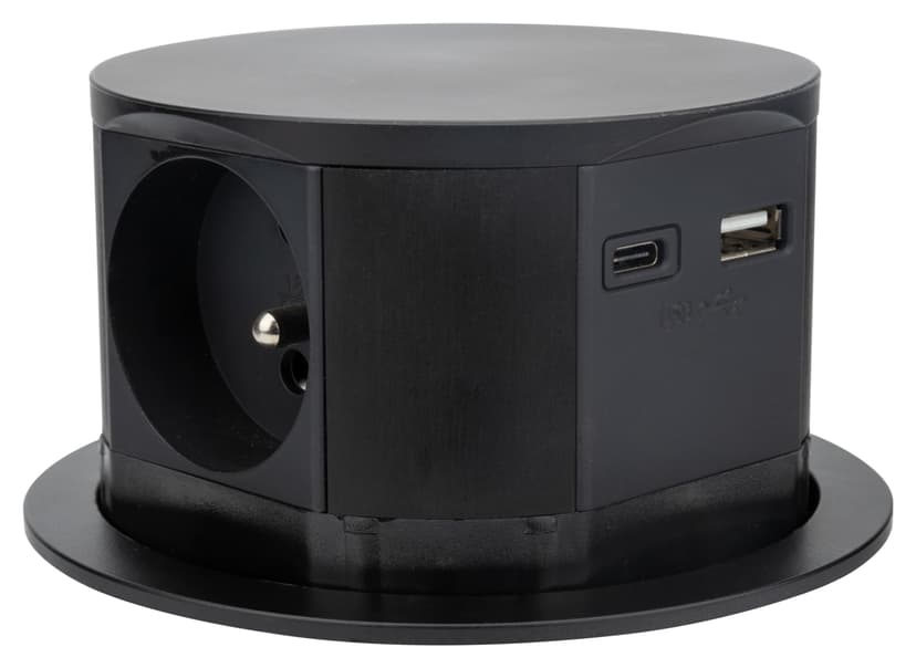 Otio - Bloc multiprise Noir encastrable Compact - Bureau ou Cuisine - 1