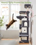 Taoqimiao Cat Tree, 180cm Large Cat Tree for Big Cats Cat Towers for Indoor Cats with 9 Scratching Posts, Spacious Platform, Cozy Hammock, Top Perch, Widened Cat Condo, Smoke Grey MS034G - 7