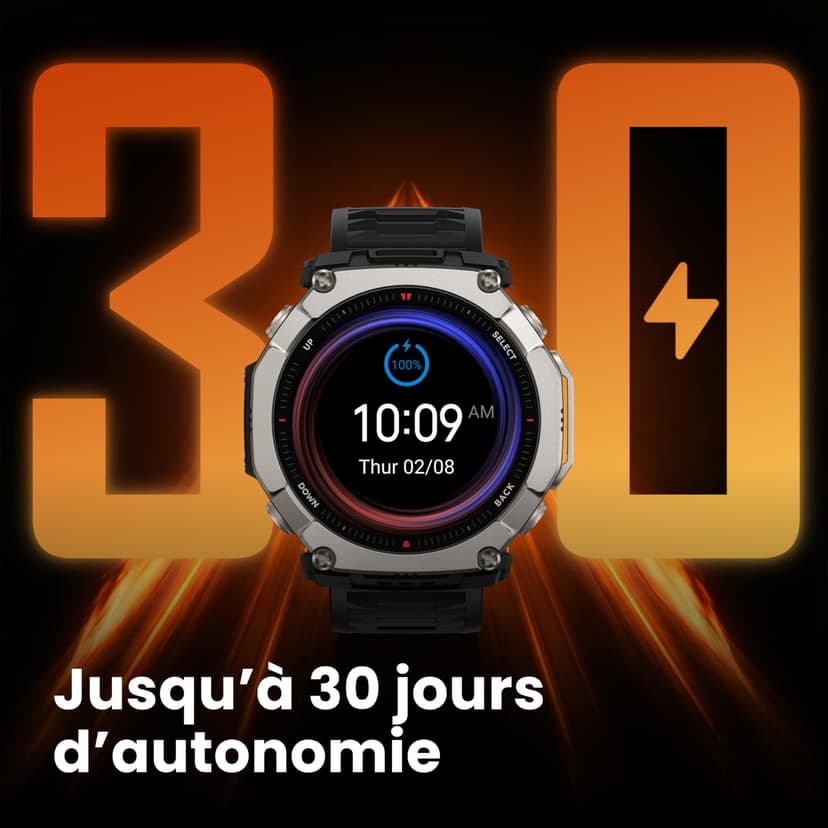 Amazfit T-Rex Ultra 2 Dual-Band GPS Outdoor Smart Watch, 51mm Ti Body, 1.5" Sapphire AMOLED Display, Flashlight, 30 Days of Battery, Offline Maps, 10 ATM, 180+ Sports Mode for Android & iPhone, Black - 4