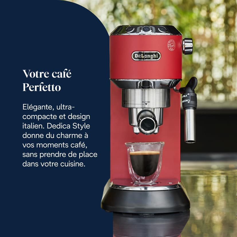 De'Longhi Dedica Style EC685R Traditional Pump Espresso Machine - Red - 2