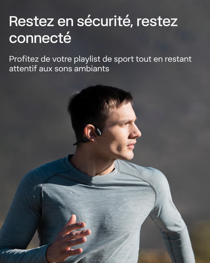 SHOKZ OpenRun Casque à Conduction osseuse, écouteurs Bluetooth Oreilles Libres pour Le Sport avec Micro, Casque sans Fil étanche IP67, 8 Heures d'autonomie, USB-C, Bandeau de Sport, Noir - 4