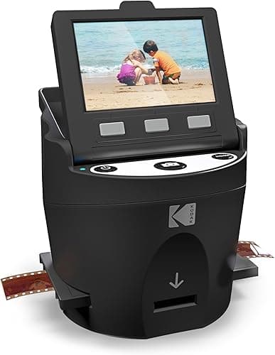 Kodak RODFS35 Digital Film Scanner - Converts 35mm, 126, 110, Super 8 & 8mm Slides & Negatives to JPEG - Includes 3.5-inch LCD & EasyLoad Inserts (Black)