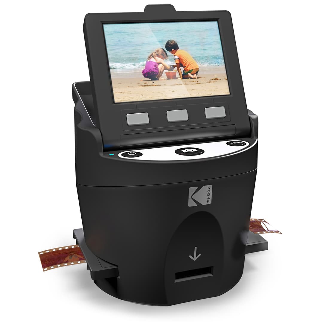 Kodak RODFS35 Digital Film Scanner - Converts 35mm, 126, 110, Super 8 & 8mm Slides & Negatives to JPEG - Includes 3.5-inch LCD & EasyLoad Inserts (Black)
