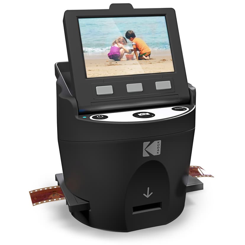 Kodak RODFS35 Digital Film Scanner - Converts 35mm, 126, 110, Super 8 & 8mm Slides & Negatives to JPEG - Includes 3.5-inch LCD & EasyLoad Inserts (Black) - 1