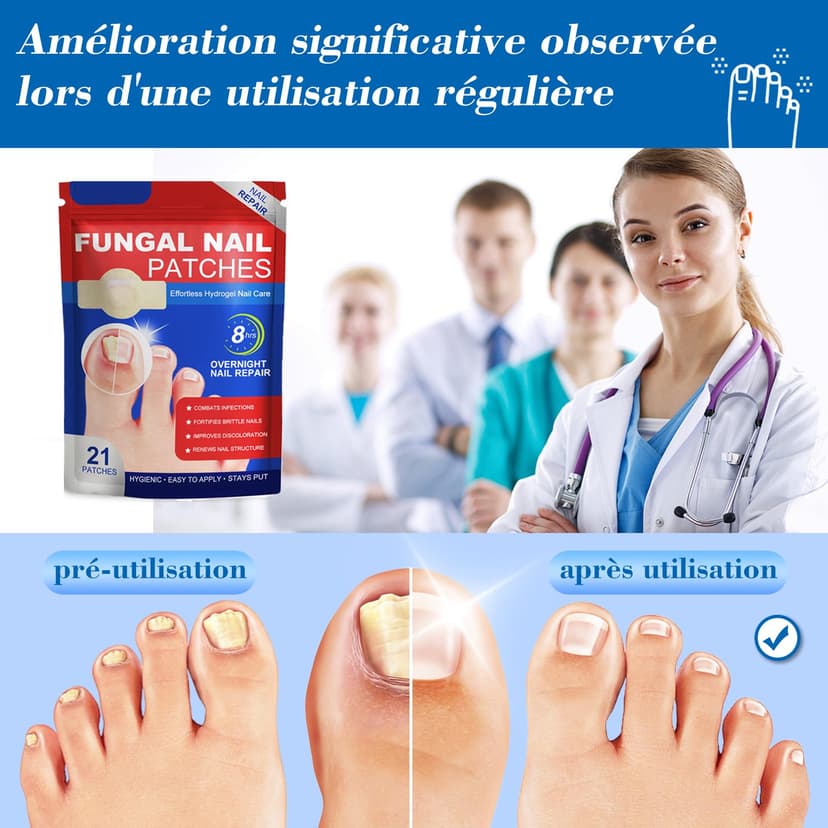 21 Pièces Fungal nail patches Mycose ongles des pieds Pansements Patches de réparation des ongles fongiques Réparer abîmés patches antifongiques ongle pieds Pour hommes et femmes (1 pack) - 3