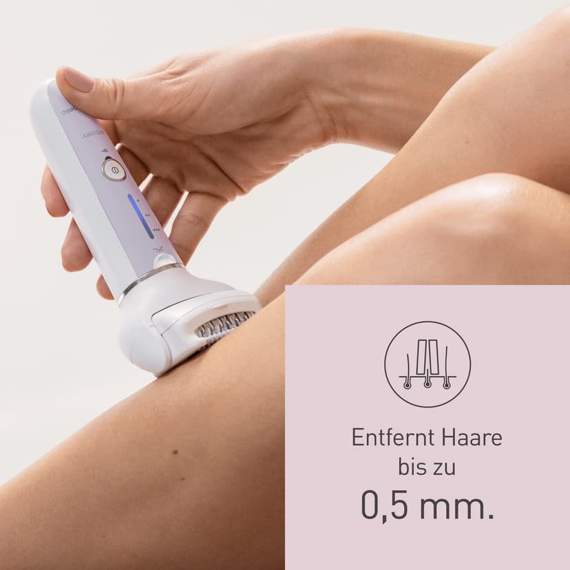Panasonic ES-EY30-V503 Wet and Dry Epilator, Double Disc with 60 Tweezers, Flexible Head 90° Swivoting, 3 Speed Settings and LED Light, 30 Minutes Operation, Cordless - 4
