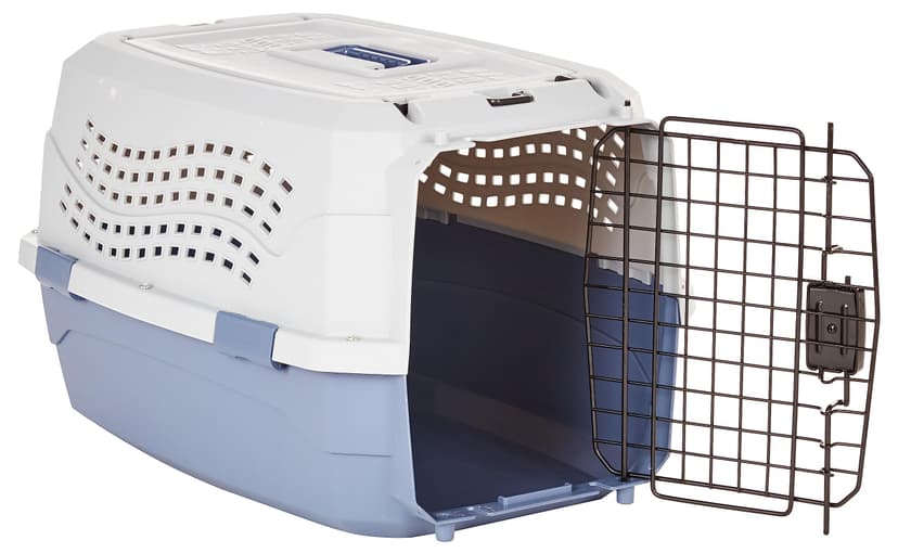 Amazon Basics Hard-Sided Cat Carrier, Two-Door Top-Load Pet Dog/Cat Travel Box Carrier, Blue, 58 L x 38 W x 33 H cm - 5