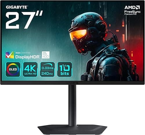 Gigabyte MO27U2 OLED 4K UHD Gaming Monitor - 3840 x 2160, 240Hz, 0.03ms, 1000 cd/m², Display HDR True Black 400, HDMI 2.1, DisplayPort 1.4