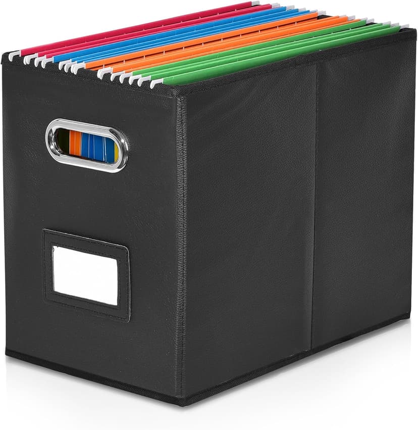 A4-Size File Organizer Box（Folders not included. File Folder Storage, Durable Hanging Lidless File Box for Office/Decor/Home,Black.XS - 1