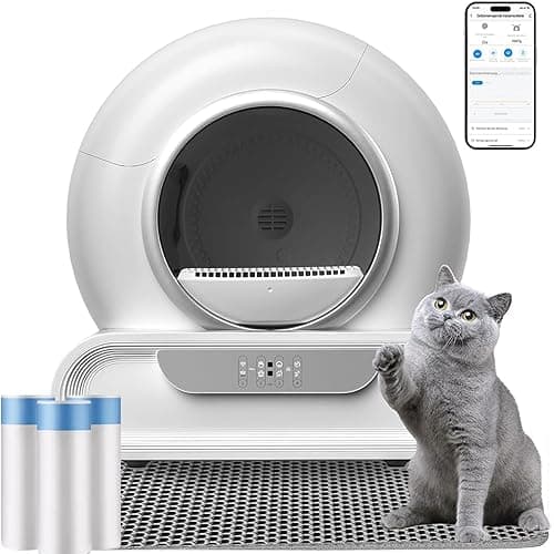 Self-Cleaning Cat Litter Tray, Cat Litter Tray, Self-Cleaning, Large, 65L + 9L Electric Cat Litter Box, XXL, App Control, Low Entry, Odour Elimination, Automatic Cat Litter Tray for Multiple Cats