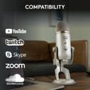 Logitech for Creators Blue Yeti USB Microphone for Recording, Streaming, Gaming, Podcasting on PC and Mac, Condenser Mic for Laptop or Computer with Blue VO!CE Effects, Adjustable Stand - Silver - 8