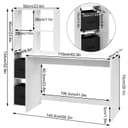 WOLTU Desk with Bookcase, Office Desk, Bookcase with 6 Open Compartments and 2 TNT Boxes, Computer Desk, Study, Bedroom, 140.5 x 50 x 134 cm, Wood, White, TS184ws - 6