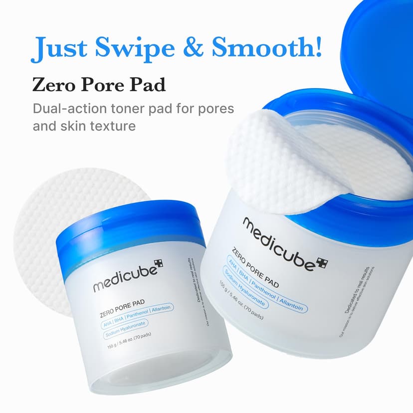 medicube Zero Pore Pads 2.0, Tonifiants Pour Le Visage À Double Texture Pour L'Exfoliation Et Le Soin Des Pores Avec 4,5% D'Acide Lactique Aha (70 Unidades) - 3