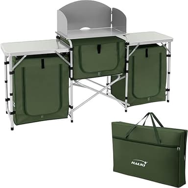 Hauki Camping Kitchen, Black, Folding Camping Cabinet wit…