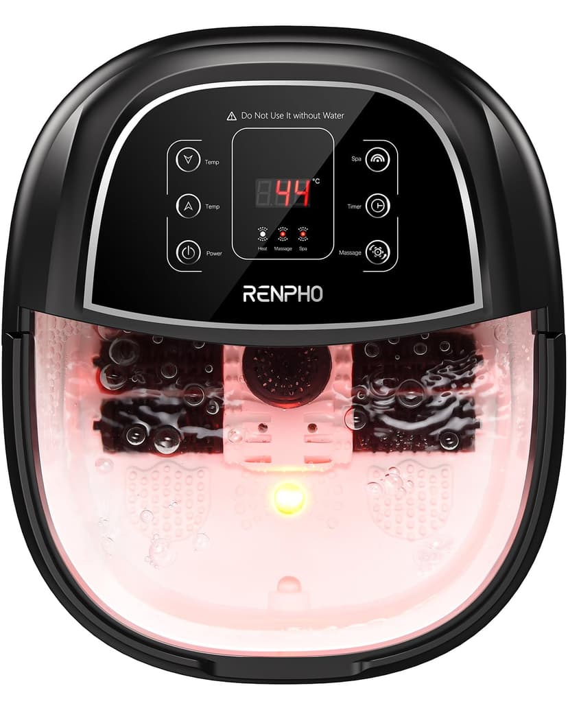 Bain de Pieds Hydromasseur RENPHO avec Chauffage Rapide, Massage Automatique et Jets de Bulles Puissants, Rouleaux de Massage Shiatsu, Pédicure pour les Pieds Fatigués,Température Réglables - 1