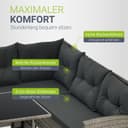 Juskys Manacor Grey Mottled Polyrattan Lounge - Garden Lounge with Sofa, Table, 2 Stools and Cushions - Garden Furniture Set for up to 7 People - Seat Covers in Grey - 3