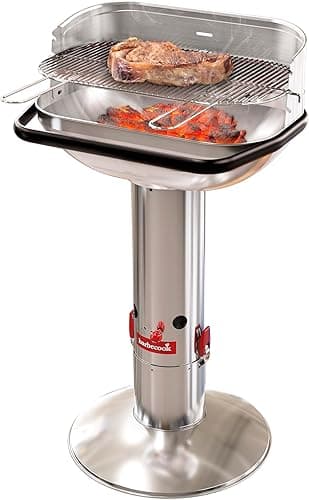 Barbecook Loewy 55 Charcoal Barbecue, Stainless Steel Charcoal BBQ, Metallic Colour Diameter 56 x 34 cm H 100 cm