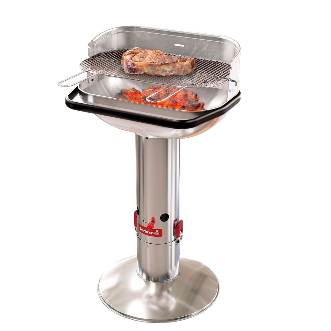 Barbecook Loewy 55 Charcoal Barbecue, Stainless Steel Charcoal BBQ, Metallic Colour Diameter 56 x 34 cm H 100 cm