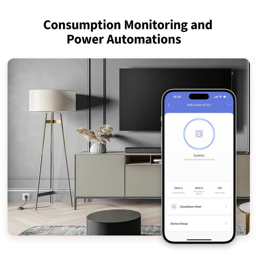 Aqara H2 EU Wall Outlet with Matter, Zigbee 3.0 Hub Required, 16A, Energy Monitoring, Programming, Timer Mode and Voice Control, Compatible with HomeKit, Alexa, Google Home and IFTTT - 4