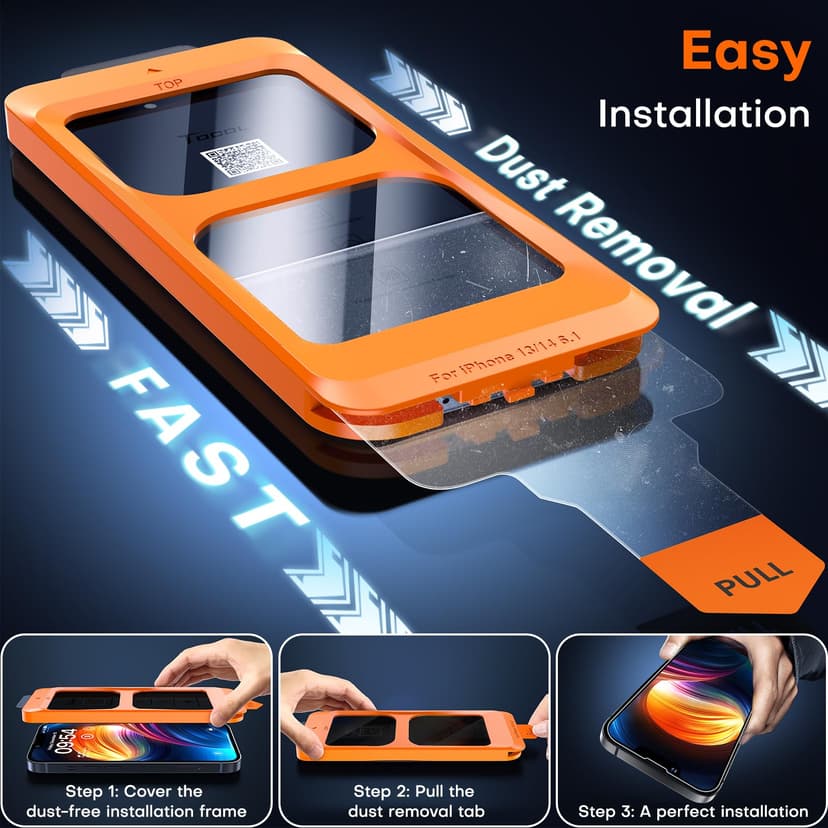 TOCOL 2 Pack for iPhone 13 Privacy Screen Protector 6.1-Inch, True 25°Anti Spy, Instant Installation, Tempered Glass, Case Friendly, HD Coverage Protection - 3