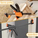 TOOLMAYS Jeu de 2 Serre-joints Rapide à une Main avec Connecteur, Largeur de Serrage 152/420mm, Force de Serrage Maximale 100 kg, Ouverture Flexible Plage d'Extension 154 mm - 620 mm - 8