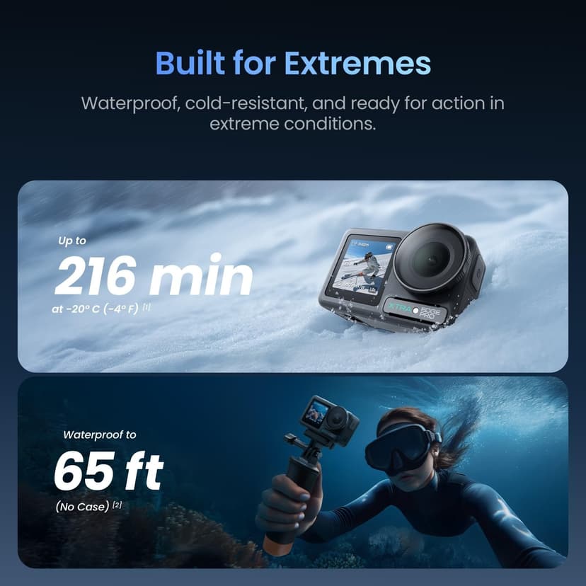 Caméra d'action Xtra Pro, caméra de vlogging 4K avec capteur 1/1,3", étanche à 20 m, vision nocturne et stabilisation pour cyclisme, plongée, tir sportif - 4