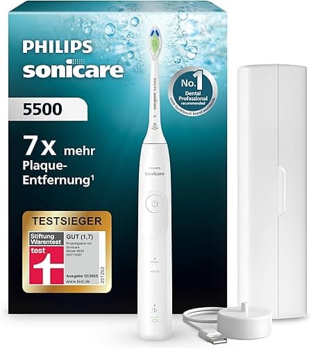 Philips Sonicare 5500 Electric Toothbrush, Sonic Toothbrush with 2 Modes, Pressure Alert, EasyStart, SmarTimer and BrushPacer, White, Model HX7110/02 [New Technology]
