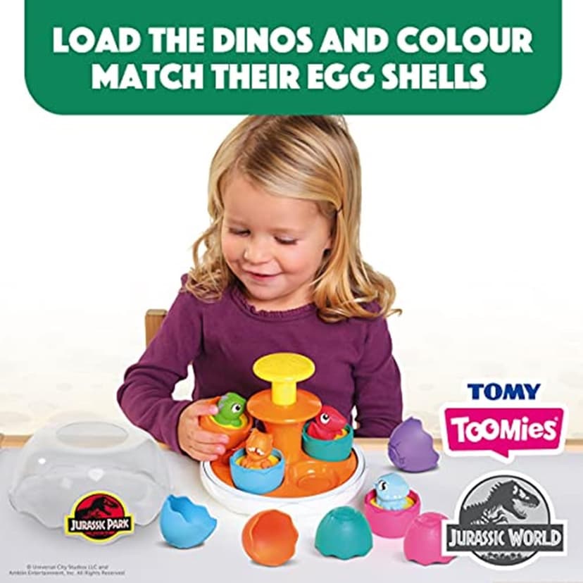 Toomies E73252 Tomy Spin & Hatch Dino Eggs, Dinosaur Children, Jurassic World, Educational Shape Sorter with Colours and Sound, Toy for Baby Boys & Girls Aged 1, 2 & 3 Years Old, Multicoloured - 3