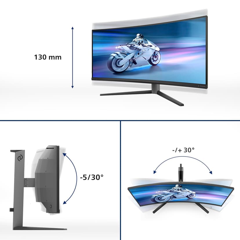PHILIPS Evnia 34M2C6500-34 Inch OLED WQHD Curved Gaming Monitor, 175 Hz, 0.03 ms, HDR400, Ambiglow, FreeSync Premium Pro, G-Sync comp. (3440x1440, 2X HDMI, DisplayPort, USB Hub) dark gray - 5