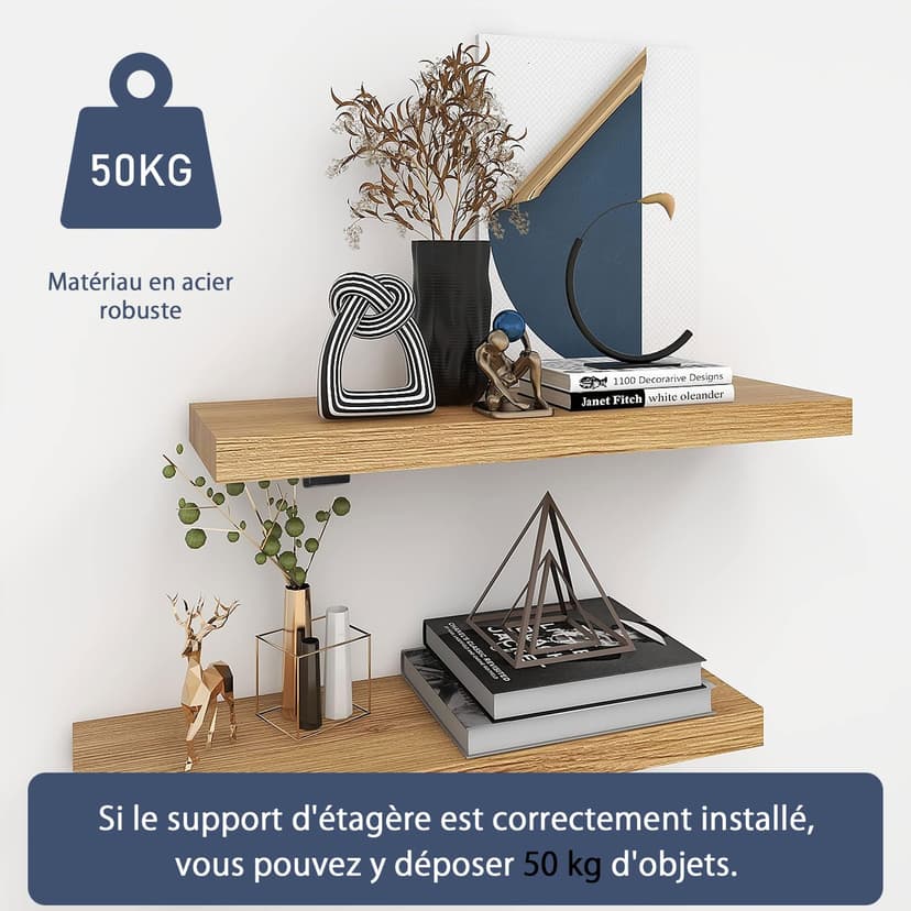 MLOQI Lot de 6 Equerre Etagere Murale, équerre Industrielle,Equerre Charge Lourde,5 mm D'épaisseur, Support Invisible étagère Murale avec Vis (Blanc 20 cm) - 5