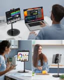 SAIJI Support de Tablette Réglable, Support de Téléphone avec Grande Base Stable, Angle et Hauteur Réglable Compatible avec 4,7-12,9" Iphone iPad Pro Air Mini (Argent) - 9