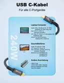 CAKOBLE 3m USB C Cable,20Gbps USB 3.2 Gen2x2 Compatible Thunderbolt 4 Thunderbolt 3, USBC Charger 240W 48V/5A 5K@ 60Hz USB C Display Cable For i-Phone 15,MacBook, Laptops - 7