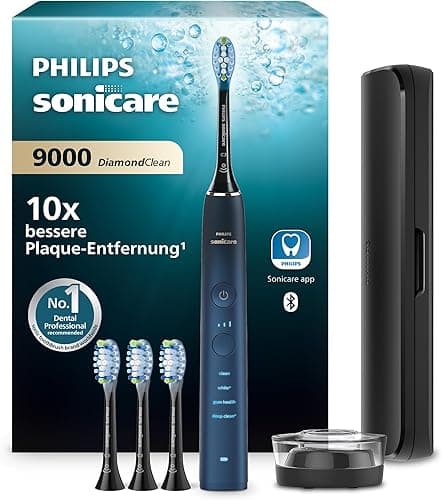 Philips Sonicare DiamondClean 9000 - Brosse à dents électrique avec application, Édition spéciale, Capteur de pression, Socle de charge, Bleu marine, modèle HX9911/89