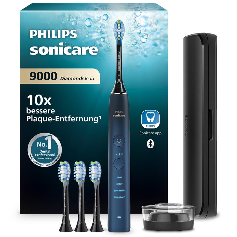 Philips Sonicare DiamondClean 9000 - Brosse à dents électrique avec application, Édition spéciale, Capteur de pression, Socle de charge, Bleu marine, modèle HX9911/89 - 1