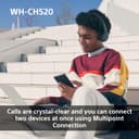 Sony WH-CH520 Wireless Bluetooth On-Ear Headphones, Lightweight Design, Up to 50hr Battery Life, Quick Charge, EQ, Clear Call Quality, iOS & Android - Black - 6