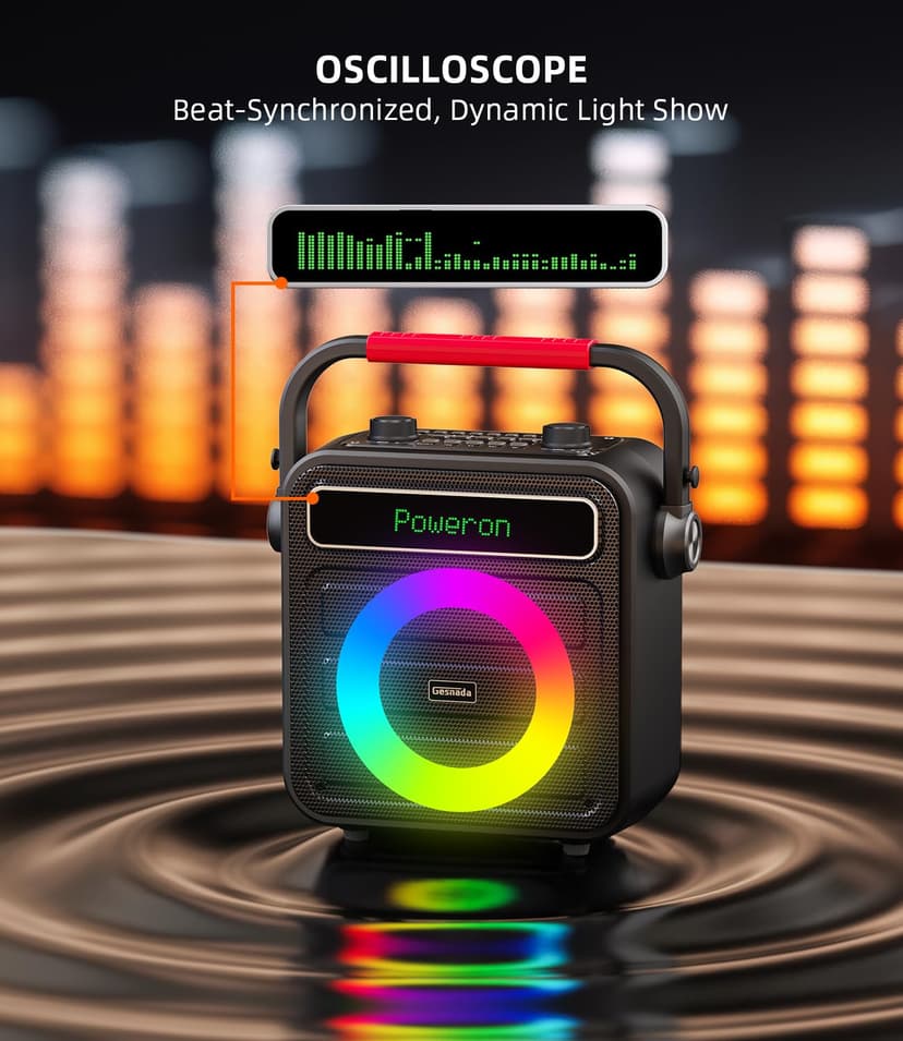 Karaoke Machine 2 Wireless Microphones, Portable Bluetooth Speaker w/PA System for Adults & Kids with LED Lights, Bass/Treble Adjustment, Supports REC/TWS/FM/AUX/USB/IF Card for Party - 6