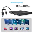 ORIGBELIE External CD DVD Drive, Ultra Slim CD Burner USB 3.0 with 4 USB Ports and 2 TF/SD Card Slots, Optical Disk Drive for Laptop Mac, PC Windows 11/10/8/7 Linux OS - 5