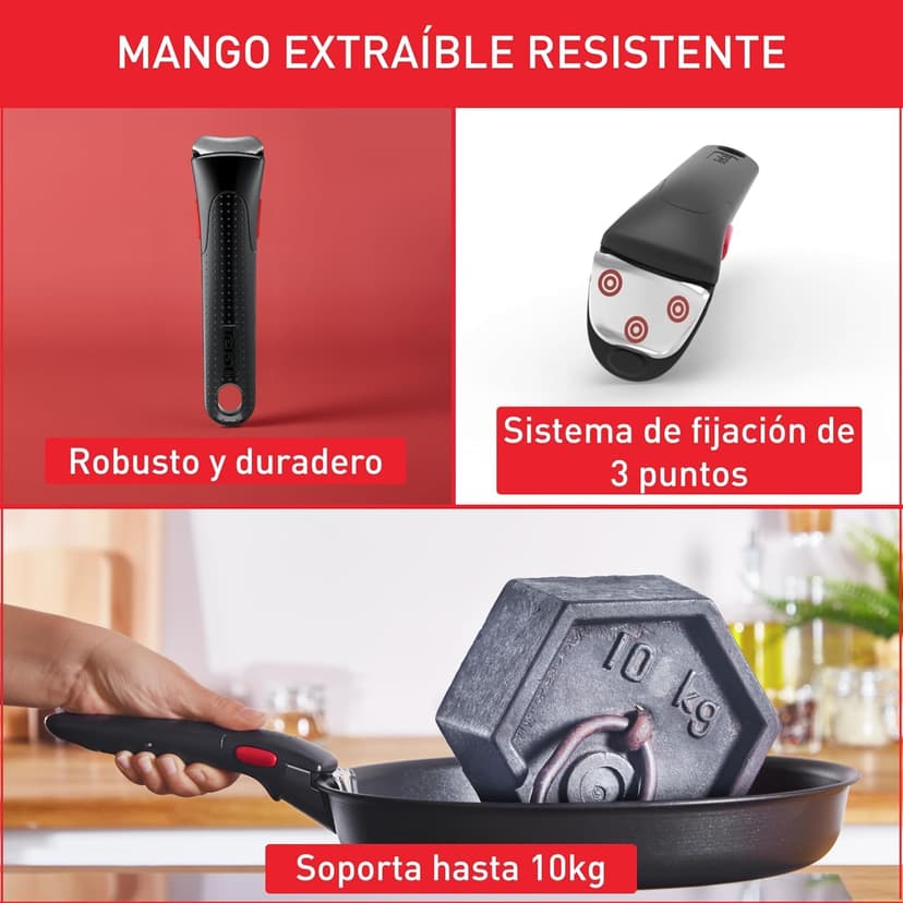 Tefal Ingenio Emotion L8974S45 Batterie de cuisine à induction, 4 pièces, acier inoxydable, empilable, revêtement anti-adhésif, induction - 7