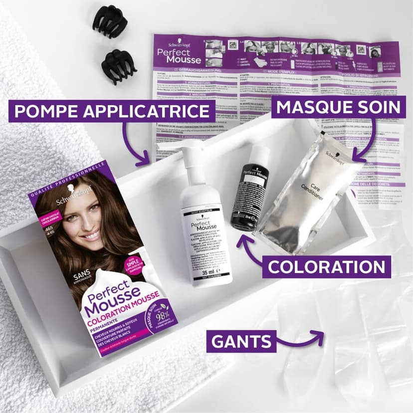 Schwarzkopf - Perfect Mousse - Coloration Cheveux - Mousse Permanente sans Ammoniaque - Masque Soin 96 % d'ingrédients d'origine naturelle - Choco Brownie 365, 1 Unité (Lot de 1) - 5