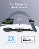 Anker MagSafe Compatible 3-in-1 Wireless Charging Station, Qi2 Certified 15W MagGo Charger, Foldable Travel Wireless Charging Pad for iPhone 17/16/15/14 Series, AirPods, Apple Watch (Not a Power Bank) - 3