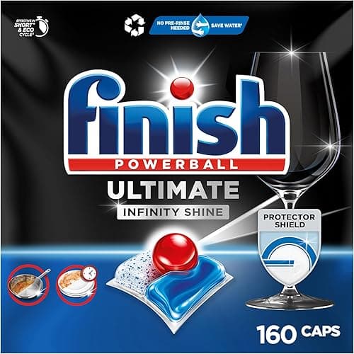 Finish Ultimate Infinity Shine Pastilles Lave-Vaisselle, Imbattable contre les taches tenaces, 160 capsules