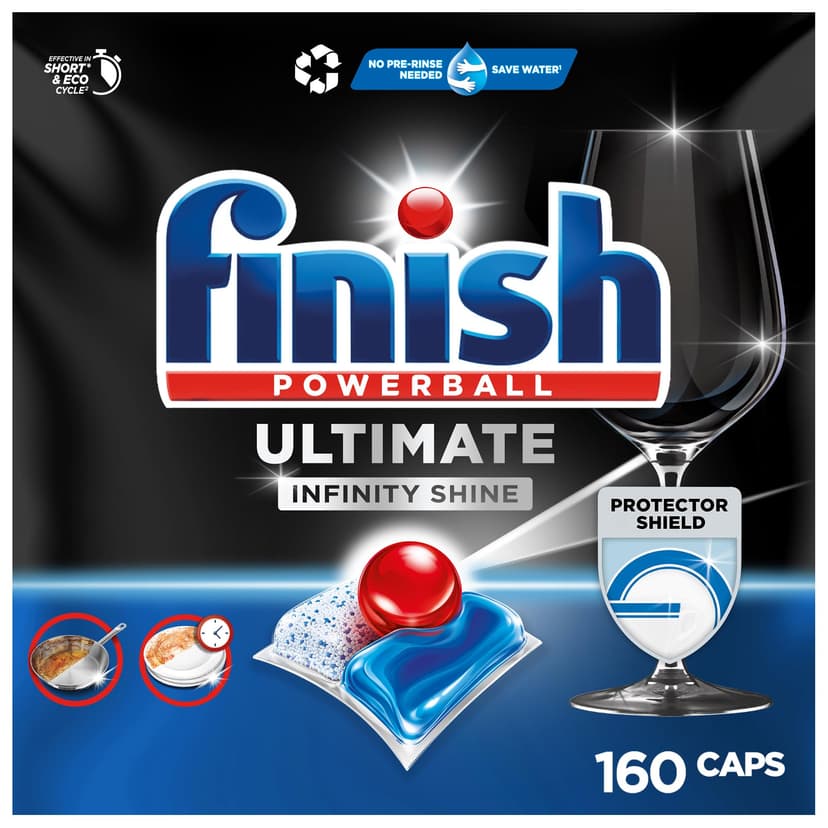 Finish Ultimate Infinity Shine Pastilles Lave-Vaisselle, Imbattable contre les taches tenaces, 160 capsules - 1