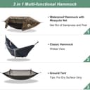 Night Cat Hammock Tent with Mosquito Net Waterproof Rainfly for 1 Person Hiking Camping in Garden Backyard Wild - 3