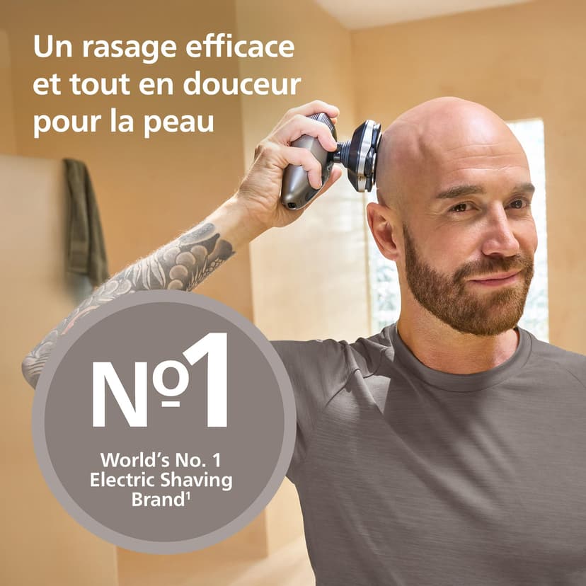 Philips Head Shaver Pro 9000 Series - Rasoir pour la tête d'hommes et femmes, tête flexible 360°, lames ComfortCut, rasage efficace tout en douceur pour la peau, idéal en cadeau, modèle HS9980/15 - 2